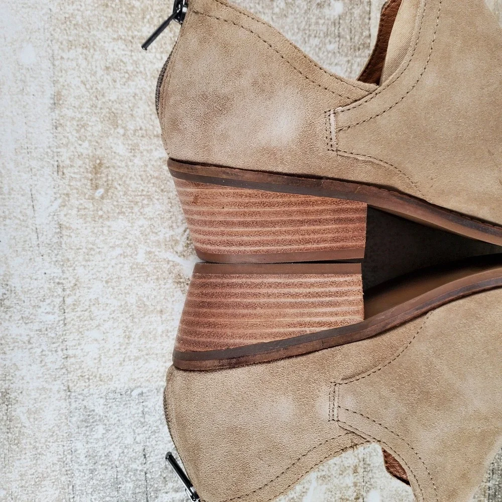Lucky Brand Fitina Womens Booties Sz 11 M‎ Oiled Suede Back Zip Round Toe Boots